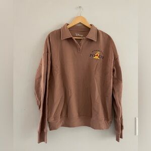 Disney Brown Pooh Bear Polo Sweatshirt